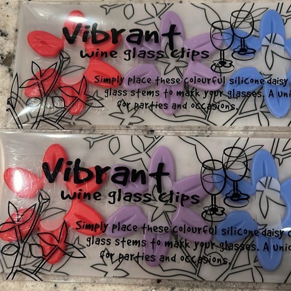 Vibrant Wine Glass Clips. Pack of two. - Picture 2 of 3
